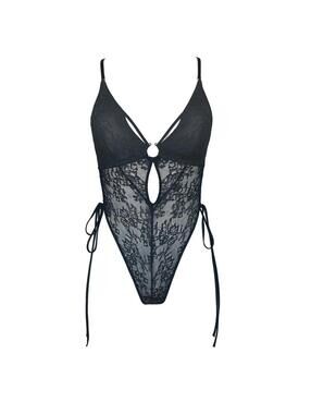 Monique Morin Black Lace Strappy "Amphitrite" Bodysuit